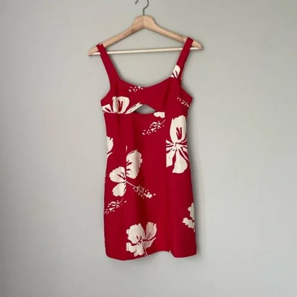 NEW Reformation Belma Linen Mini Dress Paradise Lost Red Floral | US 2 UK 4 - Picture 7 of 12